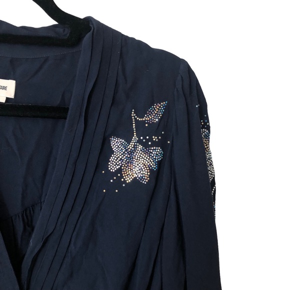 Zadig & Voltaire Remember Floral Stud Wrap Mini Dress Floral Rhinestones Medium - Picture 6 of 7